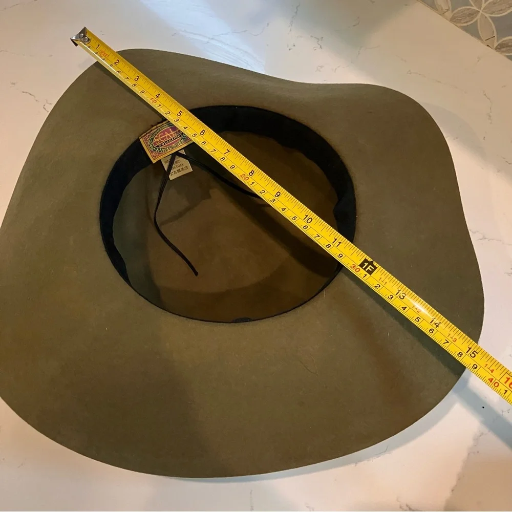 Vintage Scala Collezione Floppy Wide Brown Green Floppy Brim Hat 100% Wool OS - Picture 10 of 11
